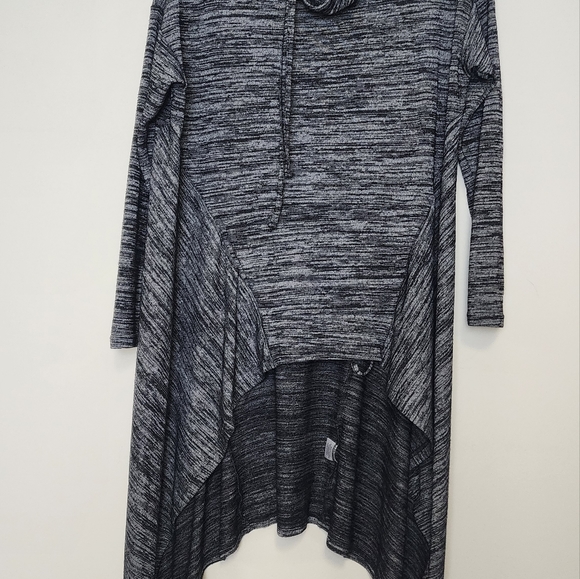 Aria Handmade cowl neck high low longline gray space dye top Swestshirt - Picture 11 of 13